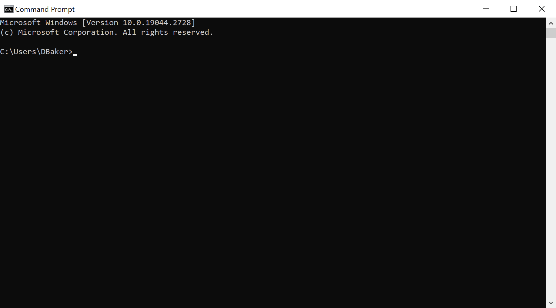 Screenshot of the command prompt
